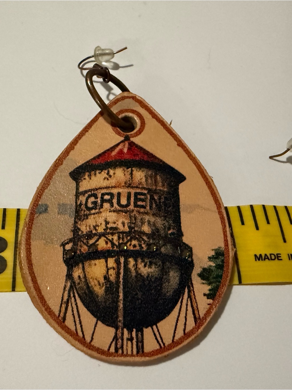 Brown Teardrop Leather Drop Earrings